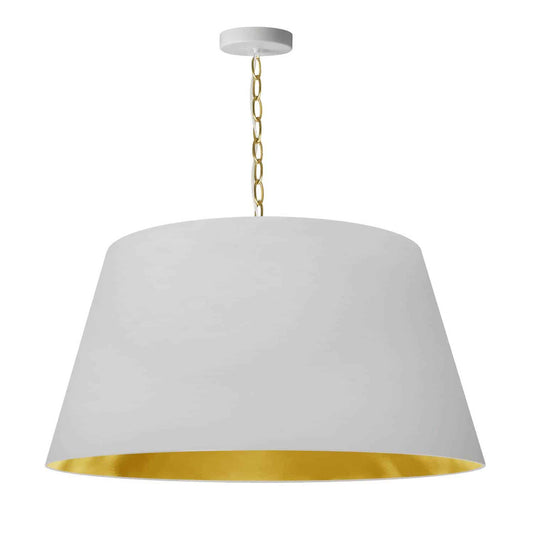 Dainolite 1 Light Brynn LG Pendant, White/Gold Shade, Aged Brass  BRY-L-AGB-692