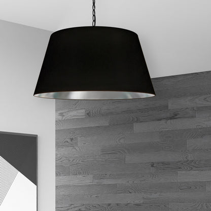 Dainolite 1 Light Brynn Large Pendant, Black/Silver Shade, Black BRY-L-BK-697