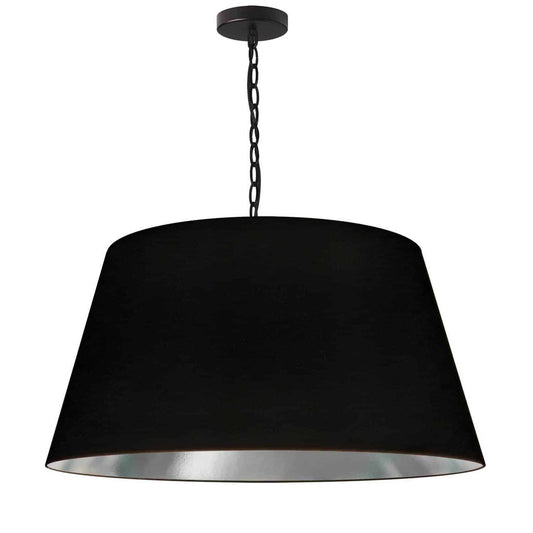 Dainolite 1 Light Brynn Large Pendant, Black/Silver Shade, Black BRY-L-BK-697