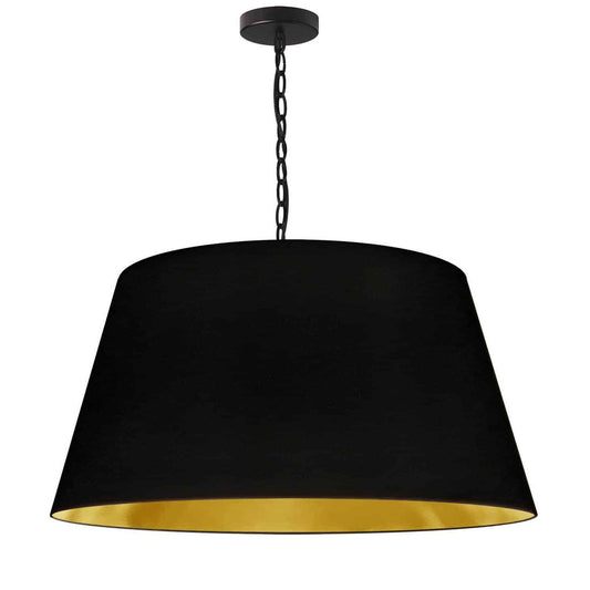 Dainolite 1 Light Brynn Large Pendant, Black/Gold Shade, Black BRY-L-BK-698