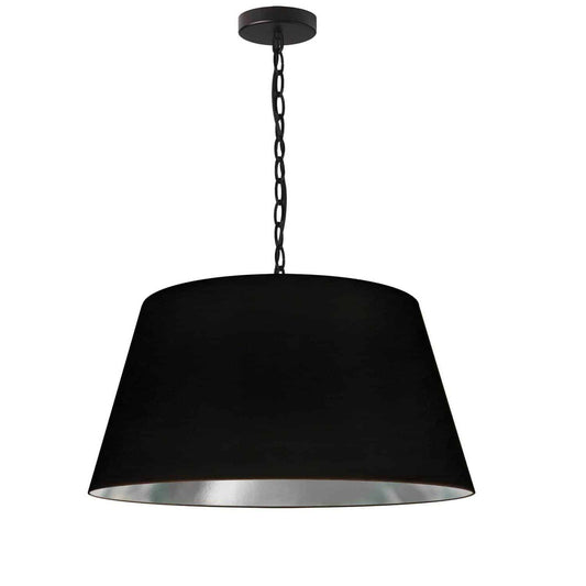 Dainolite 1 Light Brynn Medium Pendant, Black/Silver Shade, Black BRY-M-BK-697