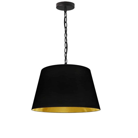 Dainolite 1 Light Brynn Small Pendant, Black/Gold Shade, Black BRY-S-BK-698