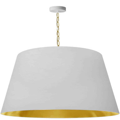 Dainolite 1 Light Brynn Extra Large Pendant, White/Gold Shade, Aged Brass  BRY-XL-AGB-692