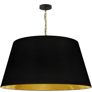 Dainolite 1 Light Brynn Extra Large Pendant, Black/Gold Shade, Aged Brass  BRY-XL-AGB-698