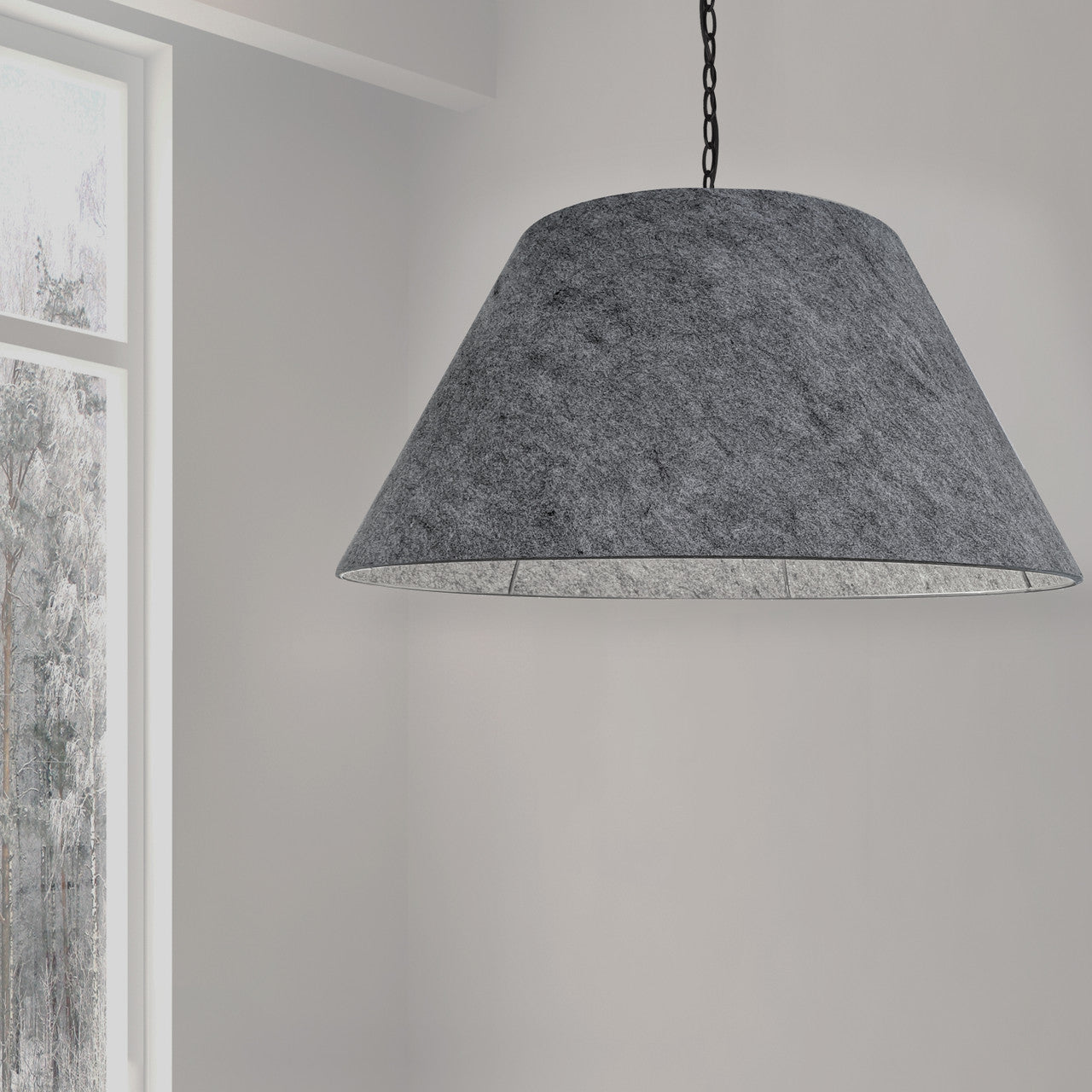 Dainolite 1 Light X-Large Brynn Black Pendant w/ Grey Felt BRY-XL-BK-500