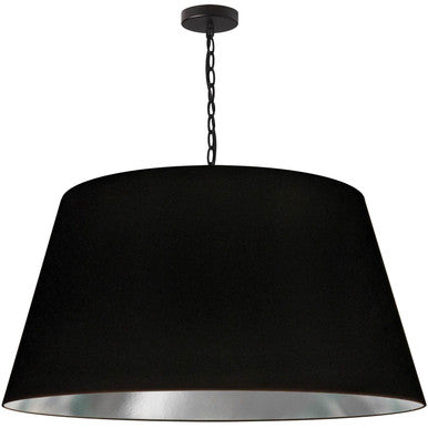 Dainolite 1 Light Brynn Extra Large Pendant, Black/Silver Shade, Black BRY-XL-BK-697