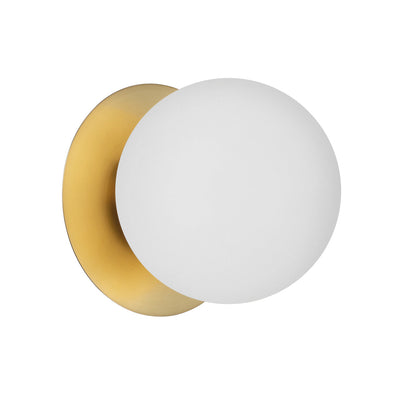 Dainolite 1 Light Incandescent Wall Sconce, Aged Brass with White Glass BUR-51W-AGB-WH