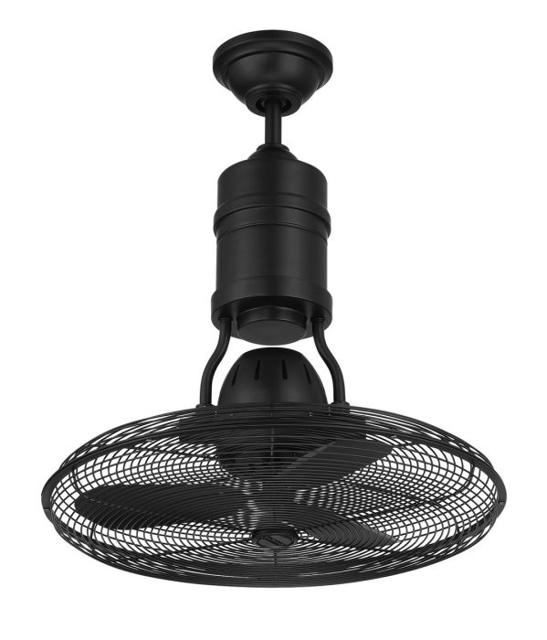 Craftmade Ceiling Fan 18" Bellows III Indoor/Outdoor (Damp) in Flat Black w/ Flat Black Blades BW321FB3