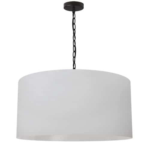 Dainolite 1 Light Large Braxton Black Pendant w/ White Shade BXN-L-BK-790