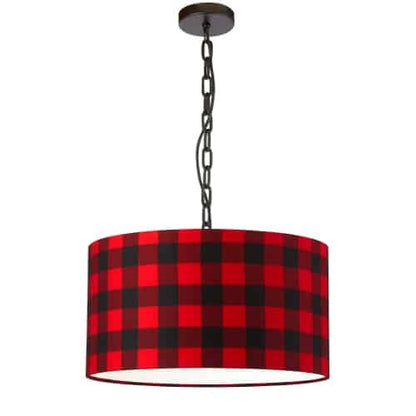 Dainolite 1 Light Medium Braxton Black Pendant w/ Buffalo Check Shade BXN-M-BK-201