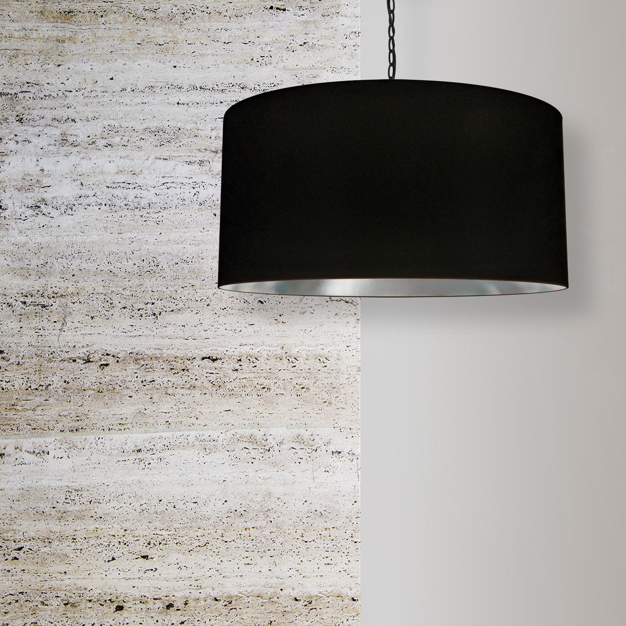 Dainolite 1 Light X-Large Braxton Black Pendant w/ Black/Silver Shade BXN-XL-BK-697