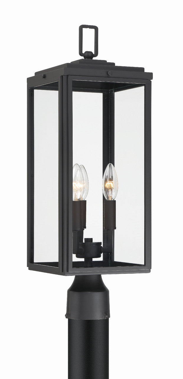 Crystorama Byron 3 Light Matte Black Outdoor Lantern Post BYR-80109-MK