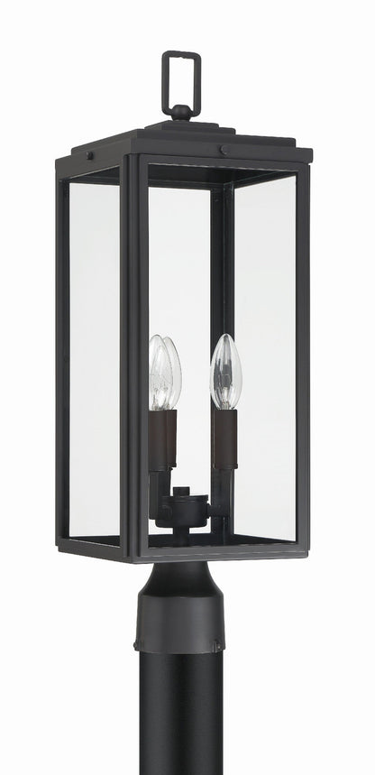 Crystorama Byron 3 Light Matte Black Outdoor Lantern Post BYR-80109-MK