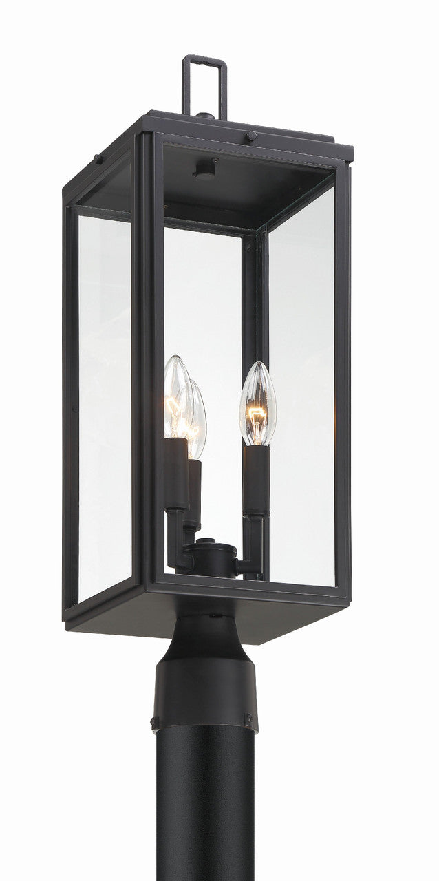 Crystorama Byron 3 Light Matte Black Outdoor Lantern Post BYR-80109-MK