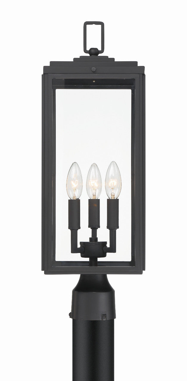 Crystorama Byron 3 Light Matte Black Outdoor Lantern Post BYR-80109-MK