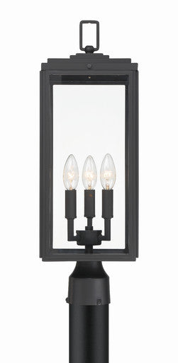 Crystorama Byron 3 Light Matte Black Outdoor Lantern Post BYR-80109-MK