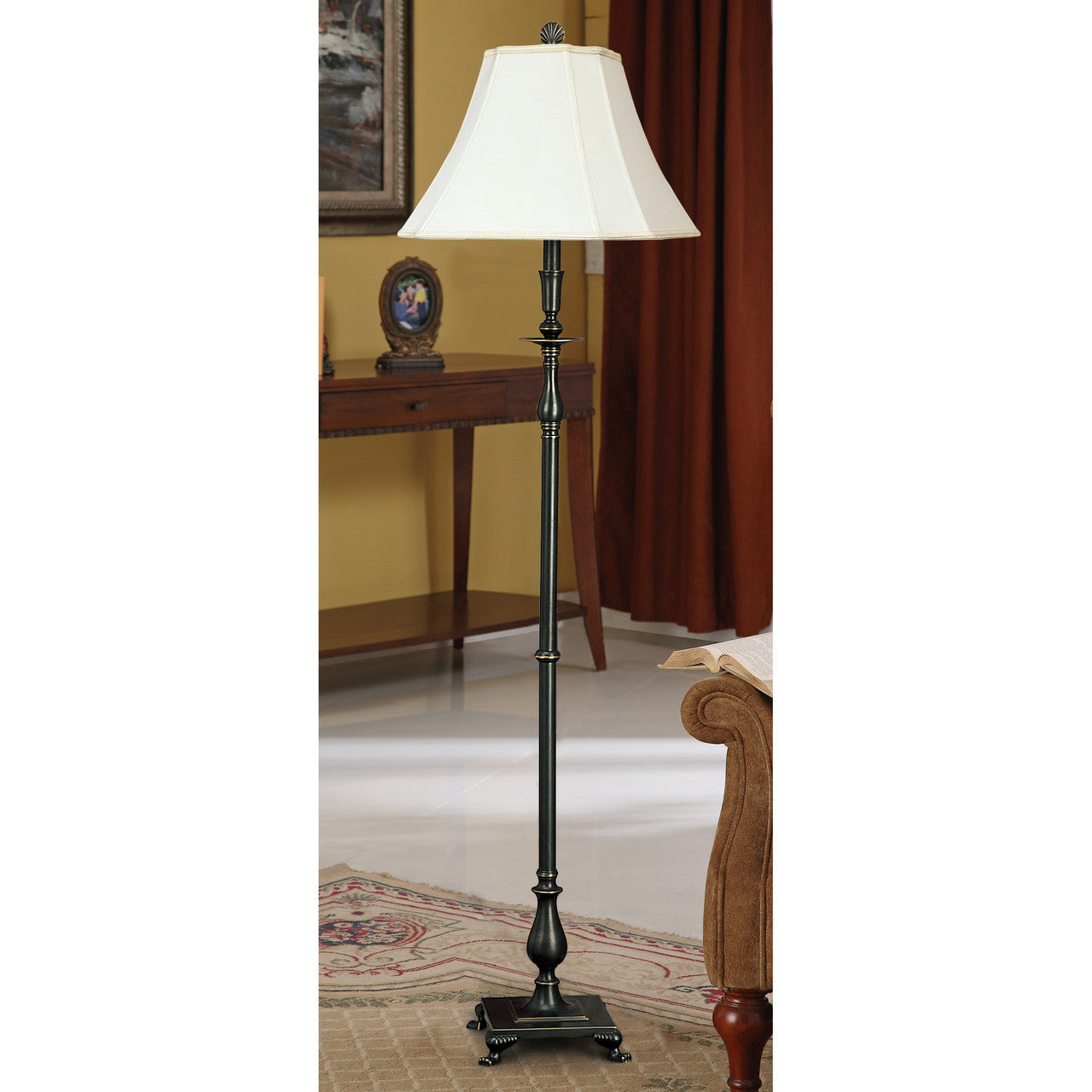 Lite Master Belle Haven Floor Lamp in Oil Rubbed Bronze on Solid Brass Finish F6018RZ-SR