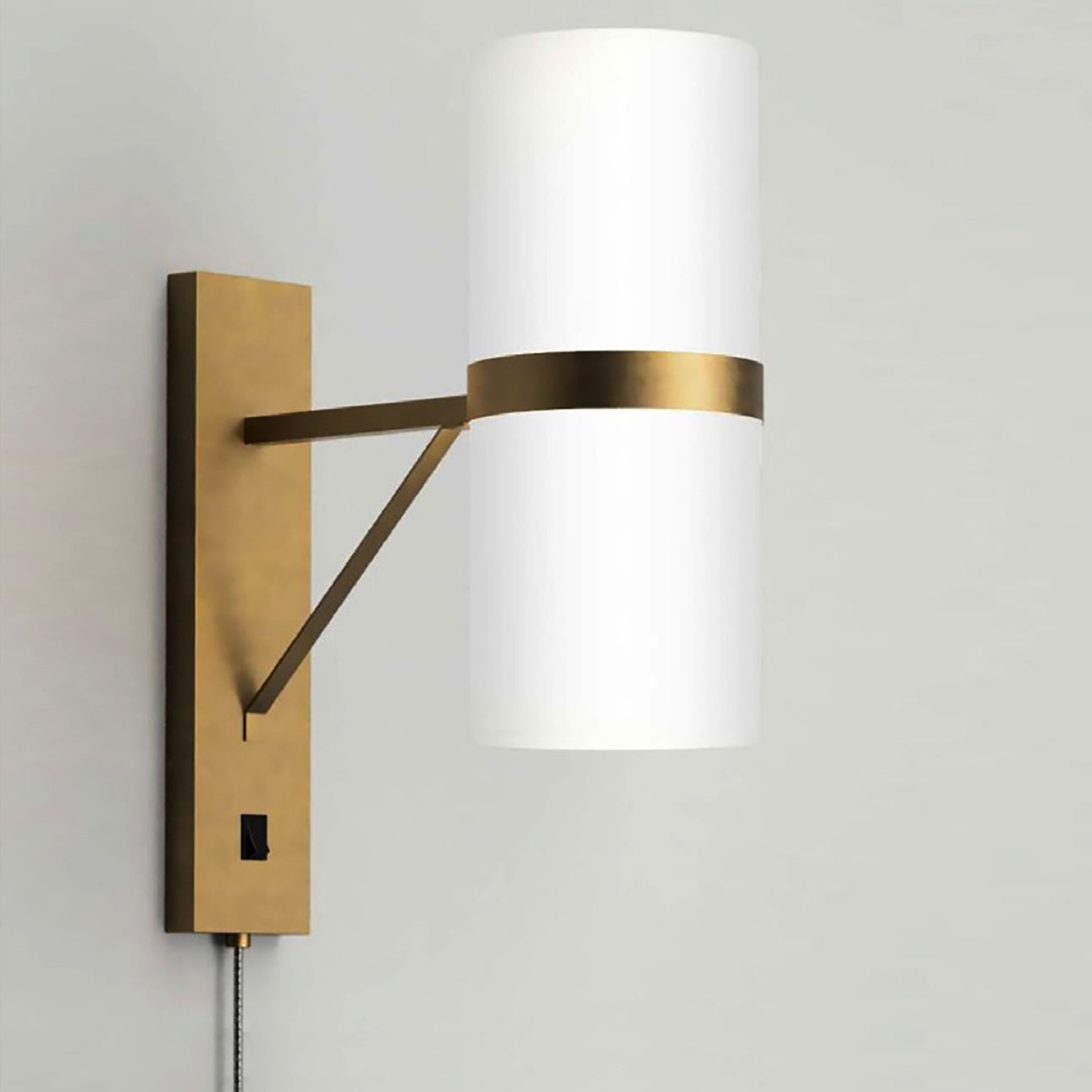 Nova of California Cylindro Wall Sconce - Brushed Brass, Glass Shade 301822BB