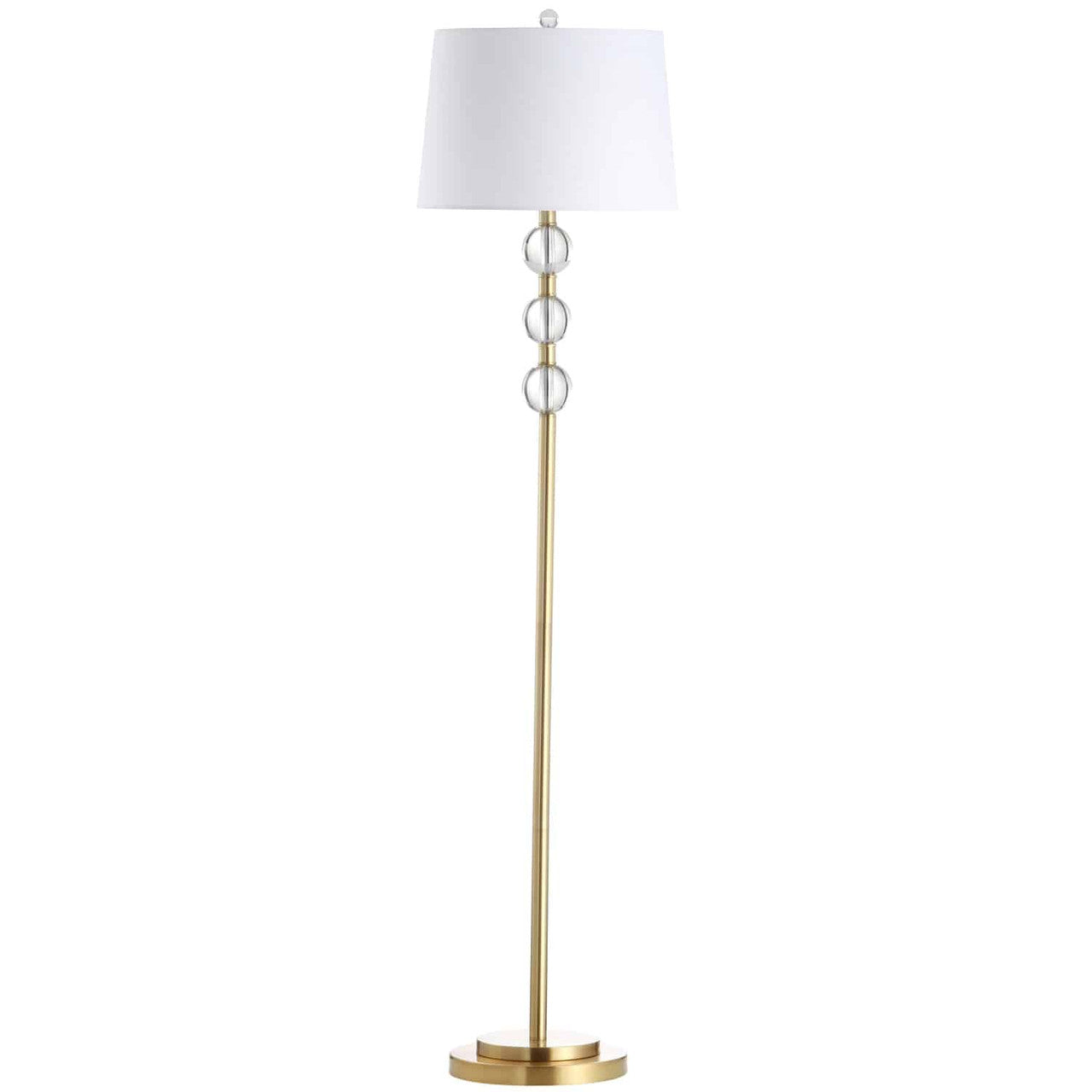 Dainolite 1 Light Incandescent Crystal Floor Lamp, Aged Brass with White Shade C182F-AGB