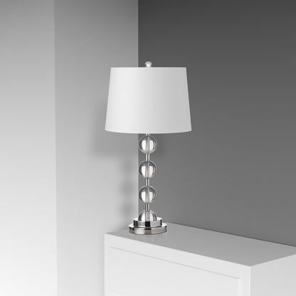 Dainolite 1 Light Incandescent Crystal Table Lamp Polished Chrome Finish with White Shade C182T-PC