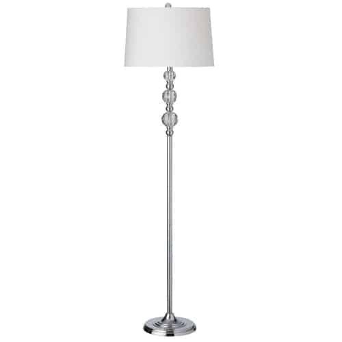 Dainolite 1 Light Crystal Floor Lamp, Polished Chrome, White Shade C33F-PC