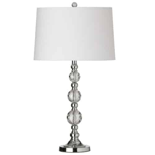 Dainolite 1 Light Crystal Table Lamp, Polished Chrome, White Shade C33T-PC