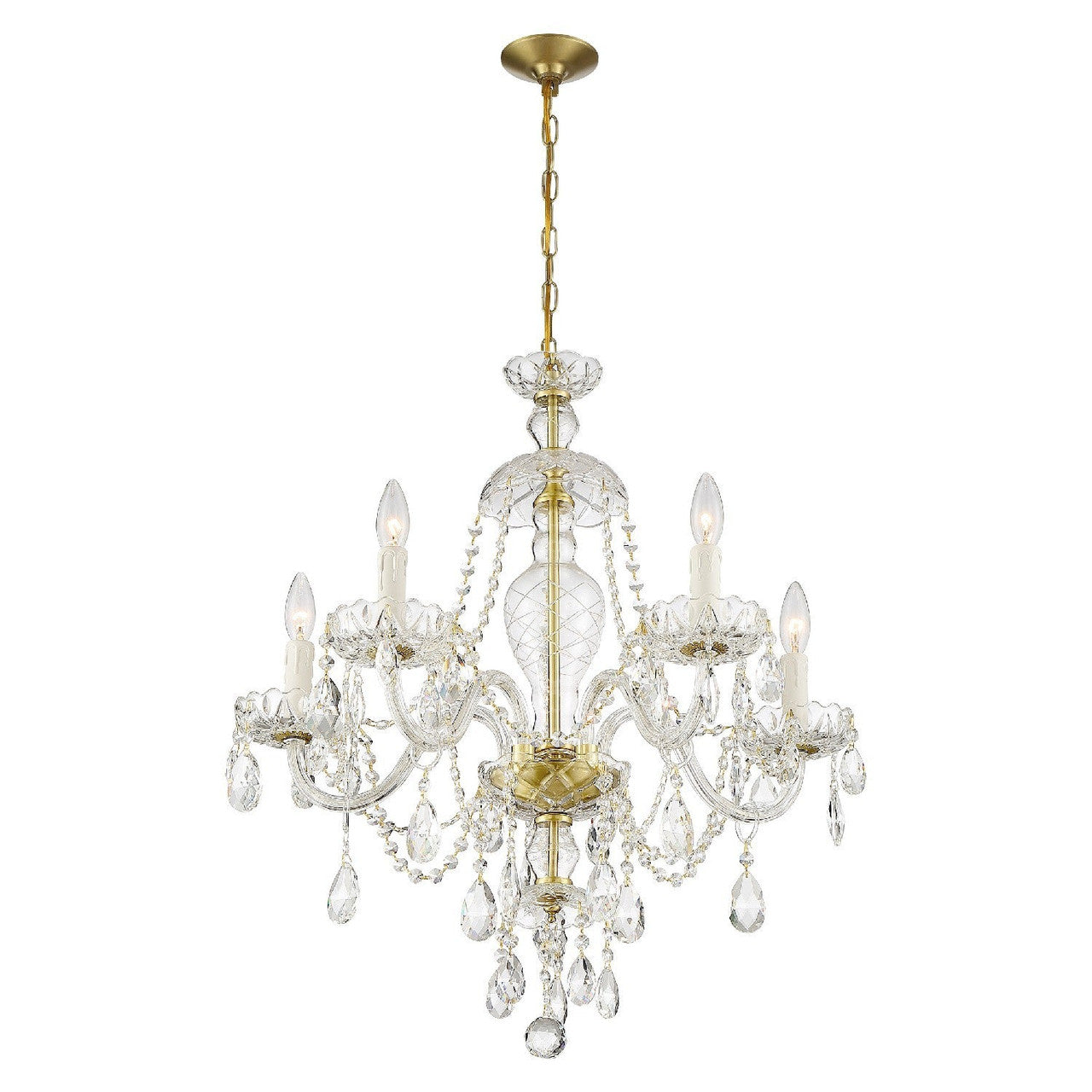 Crystorama Candace 5 Light Swarovski Strass Crystal Polished Brass Chandelier CAN-A1305-PB-CL-S