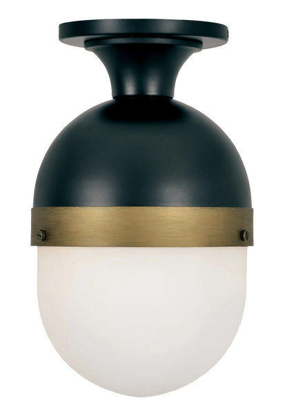 Crystorama Brian Patrick Flynn for Crystorama Capsule 1 Light Matte Black + Textured Gold Outdoor Ceiling Mount CAP-8500-MK-TG