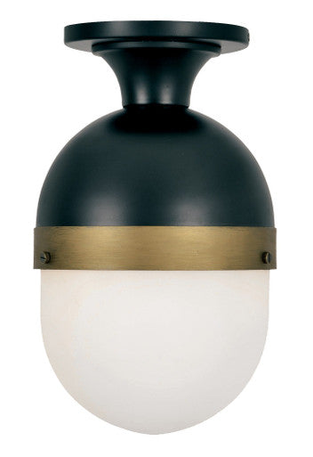 Crystorama Brian Patrick Flynn for Crystorama Capsule 1 Light Matte Black + Textured Gold Outdoor Ceiling Mount CAP-8500-MK-TG