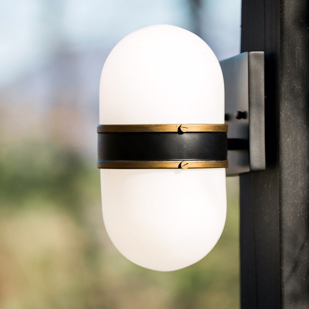 Crystorama Brian Patrick Flynn for Crystorama Capsule 1 Light Matte Black + Textured Gold Outdoor Wall Mount CAP-8501-MK-TG