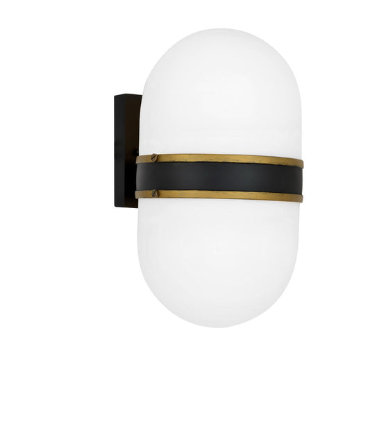 Crystorama Brian Patrick Flynn for Crystorama Capsule 2 Light Matte Black + Textured Gold Outdoor Wall Mount CAP-8504-MK-TG