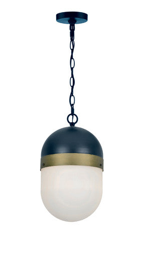 Crystorama Brian Patrick Flynn for Crystorama Capsule 1 Light Matte Black + Textured Gold Outdoor Pendant CAP-8507-MK-TG