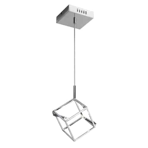 Dainolite 2 Light Pendant, Cube Frame, Polished Chrome Finish CBE-52P-PC