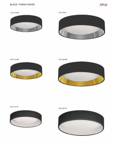 Dainolite 15" Light Flush Mount Fixture Black/Gold Shade CFLD-1522-698