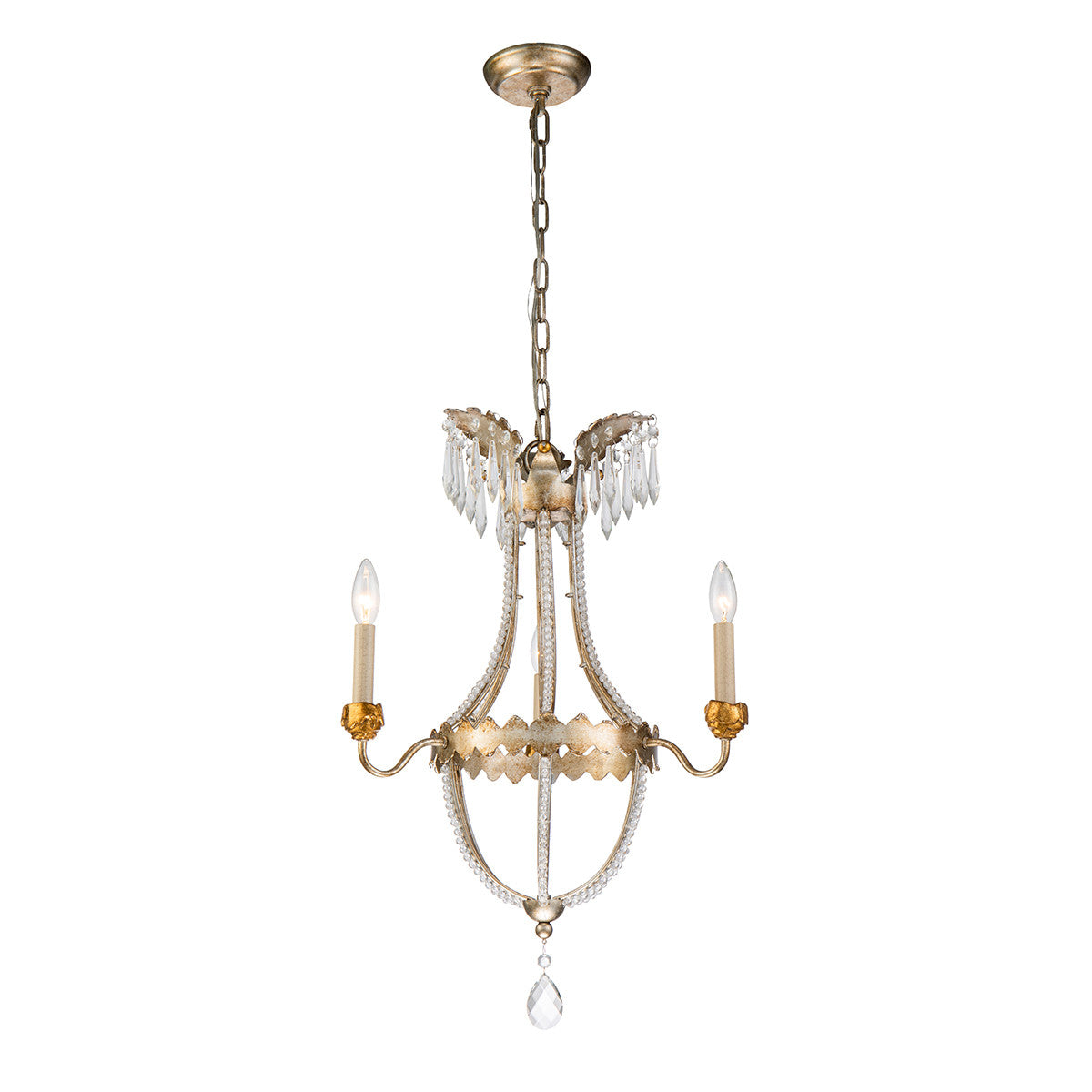 Lucas McKearn 3 Light Mini Gold and Silver Empire Chandelier