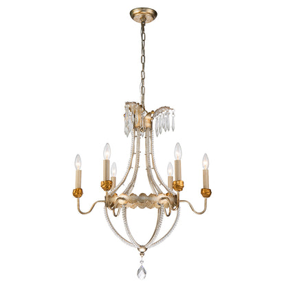 Lucas McKearn 6 Light Empire Gold and Silver Chandelier