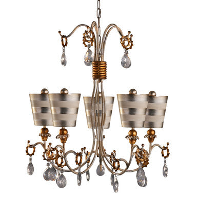 Lucas McKearn Tivoli 5 Light Striped Silver Shaded 30 In Unique Chandelier