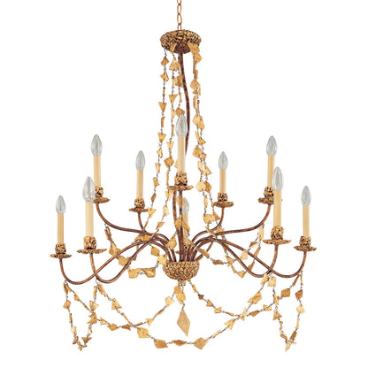 Lucas McKearn Mosaic 10 Light Antique Inspired Glam Two-Tier Gold Chandelier