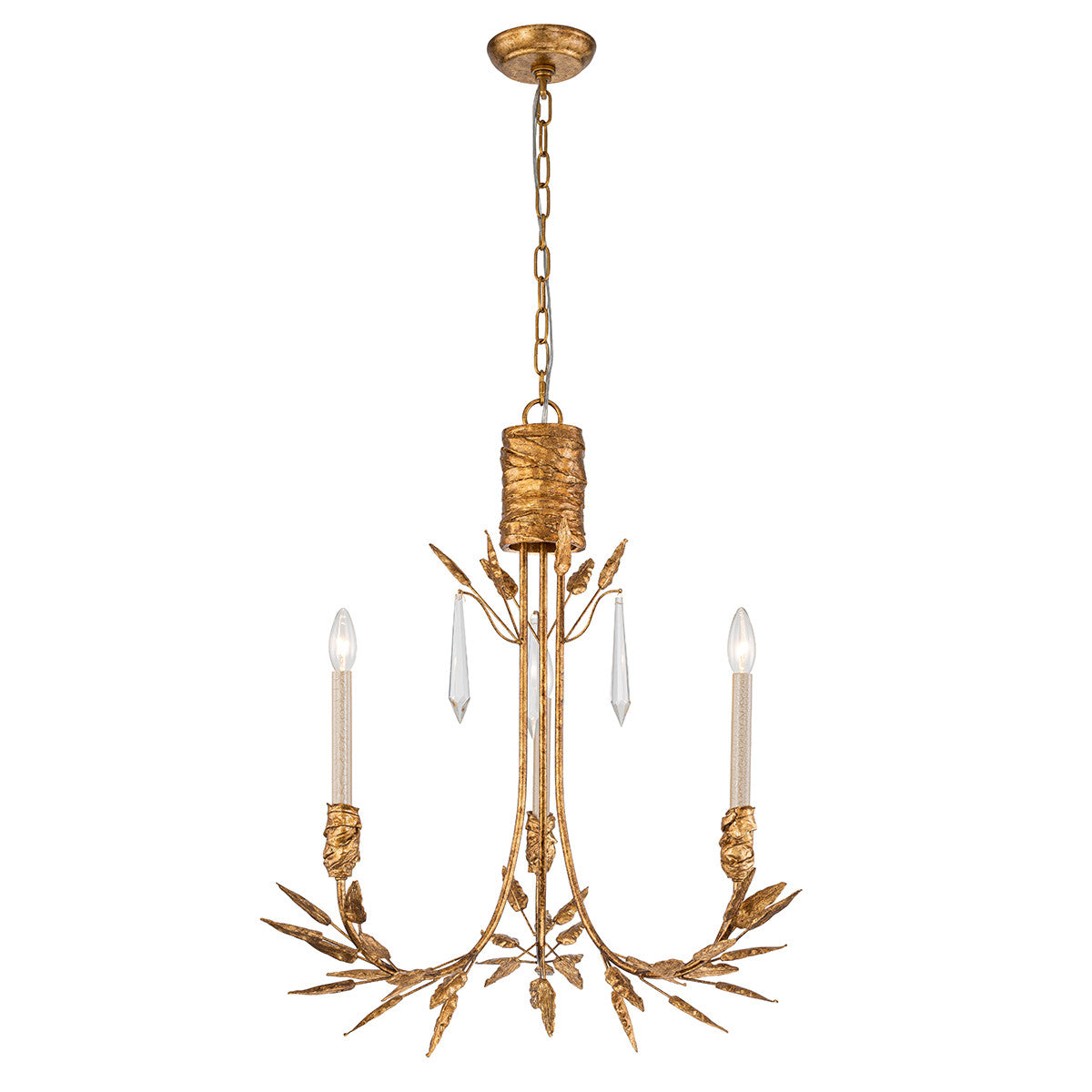 Lucas McKearn Palm d'Or 3 Light Chandelier in Gold Finish CH7407G-3