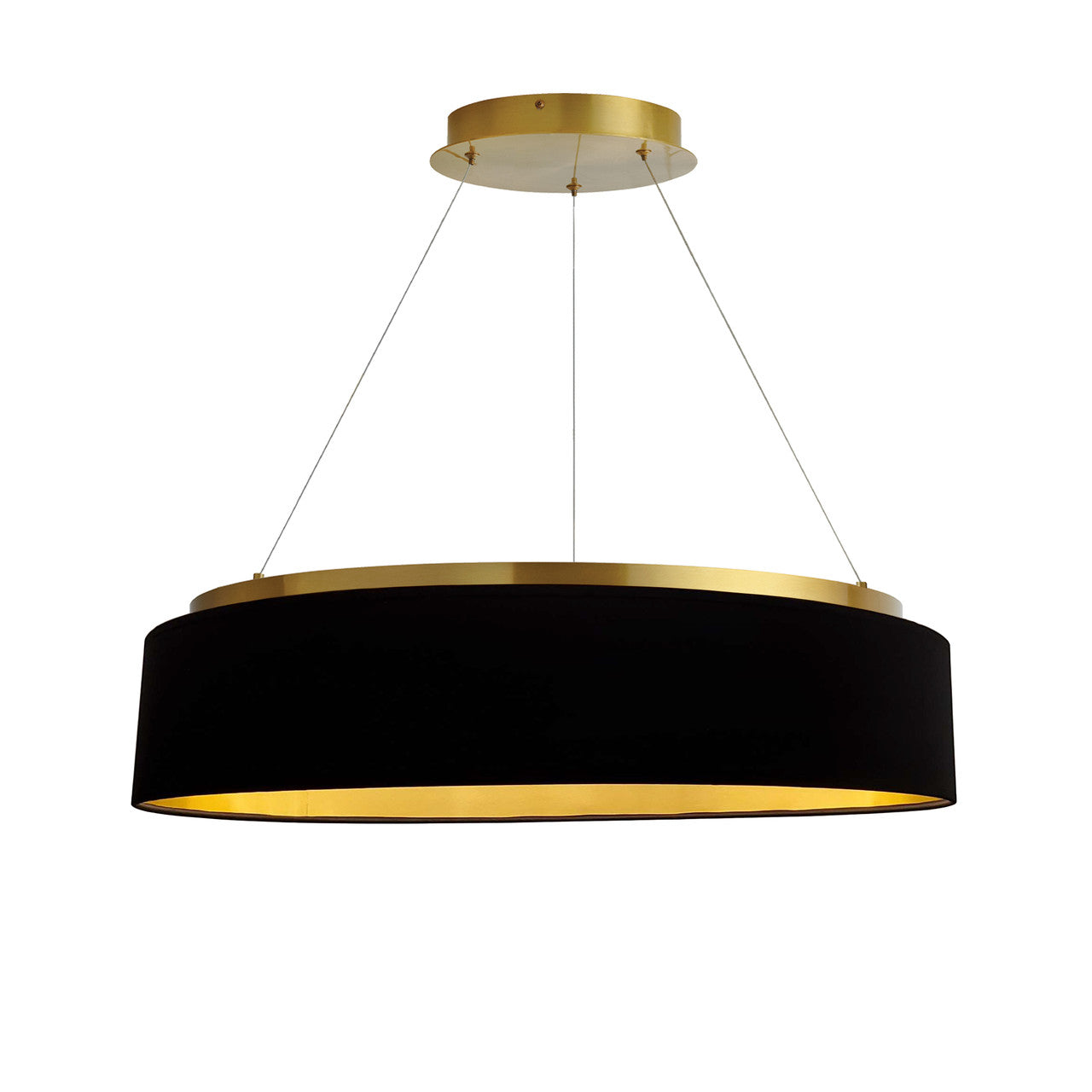 Dainolite 34W Chandelier, Aged Brass w/ Black Shade CIR-2634C-AGB-698