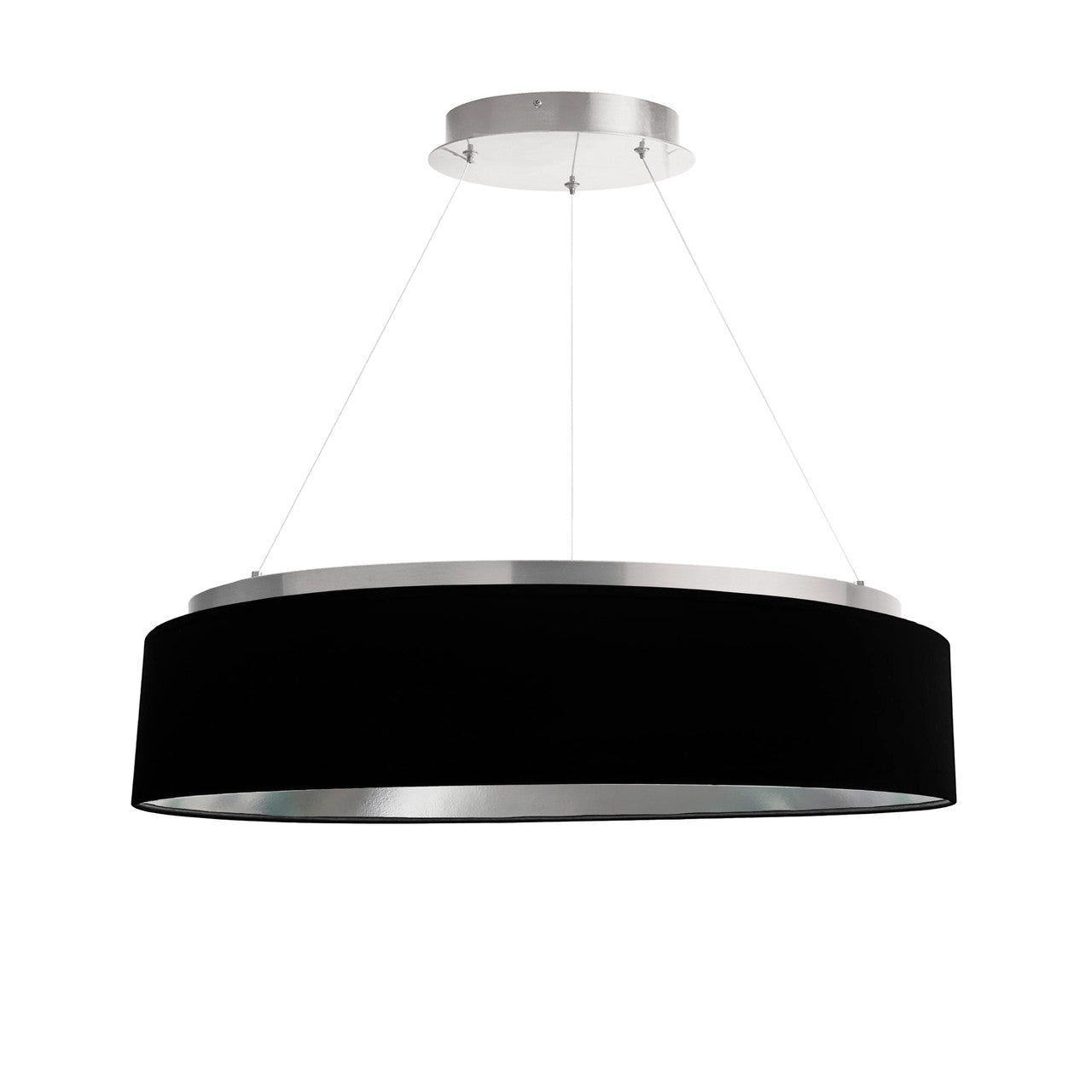 Dainolite 34W Chandelier, Silver w/ Black Shade CIR-2634C-SV-697