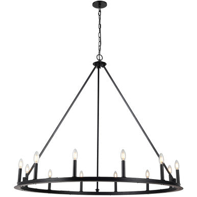 Dainolite 12 Light Incandescent Chandelier, Matte Black CLB-4812C-MB