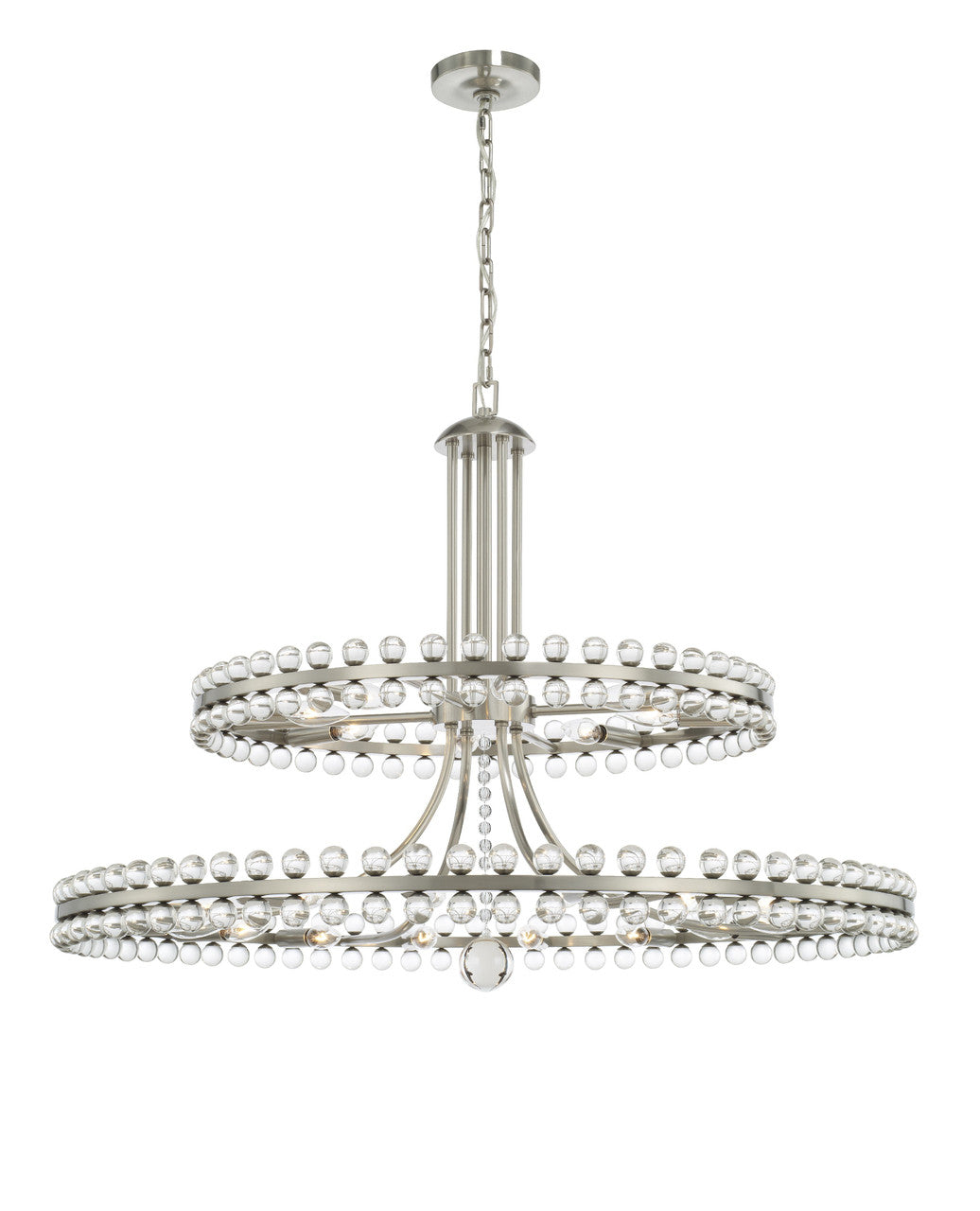 Crystorama Clover 24 Light Brushed Nickel Two Tier Chandelier CLO-8890-BN