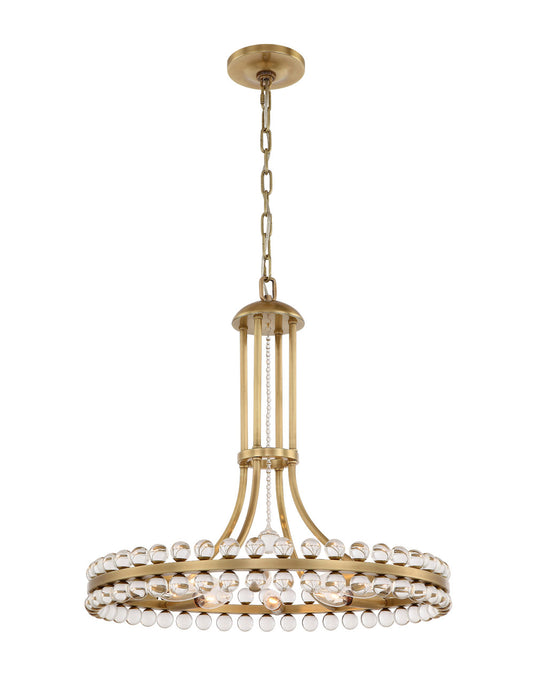 Crystorama Clover 8 Light Aged Brass Chandelier CLO-8898-AG