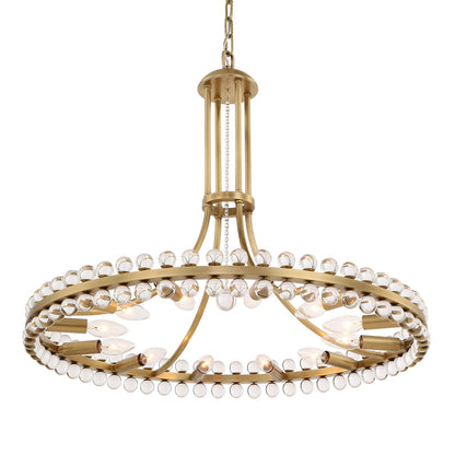 Crystorama Clover 12 Light Aged Brass Chandelier CLO-8899-AG