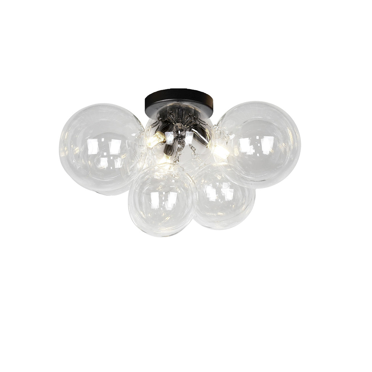 Dainolite 3 Light Halogen Flush Mount, Matte Black with Clear Glass CMT-143FH-CLR-MB