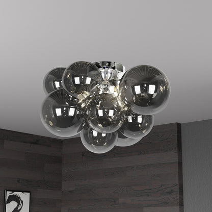 Dainolite 3 Light Halogen Flush Mount, Polished Chrome with Smoked Glass CMT-143FH-SM-PC