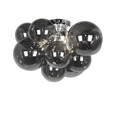 Dainolite 3 Light Halogen Flush Mount, Polished Chrome with Smoked Glass CMT-143FH-SM-PC