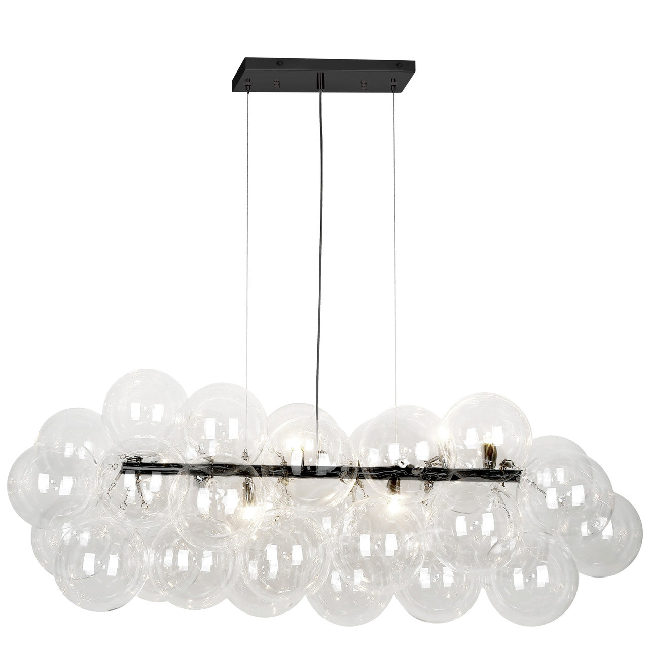 Dainolite 10 Light Halogen Horizontal Pendant, Matte Black with Clear Glass CMT-418HP-CLR-MB