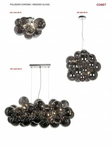 Dainolite 10 Light Halogen Horizontal Pendant, Polished Chrome with Smoked Glass CMT-418HP-SM-PC